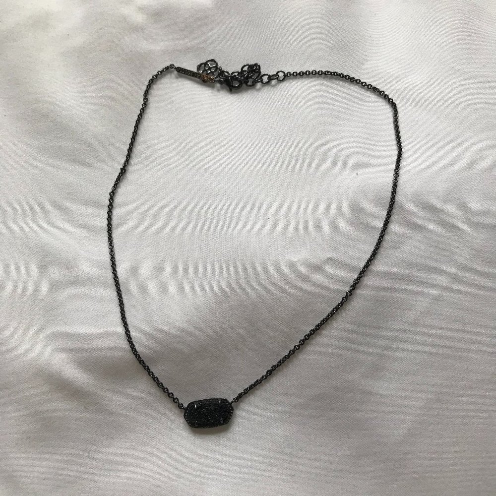 Kendra Scott Elisa Gunmetal Pendant Necklace Black